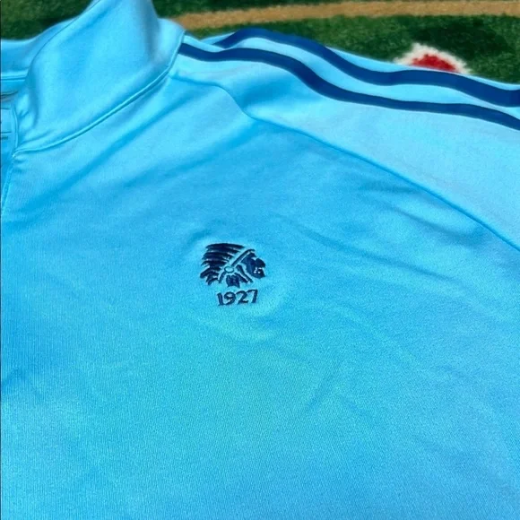 Adidas Golf Men's 3-Stripe Midweight 1/4-Zip Layering Blue Pullover - Picture 2 of 5